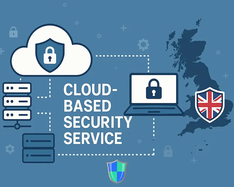 Illustration of cloud-based cybersecurity service dashboard